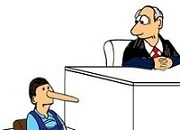 Liar legal illustration man witness stand very long nose 90456432 80